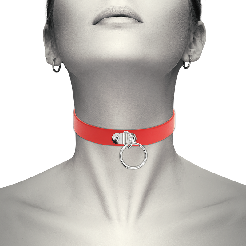 Rotes elegantes Halsband aus veganem Leder - Sinnliches Accessoire