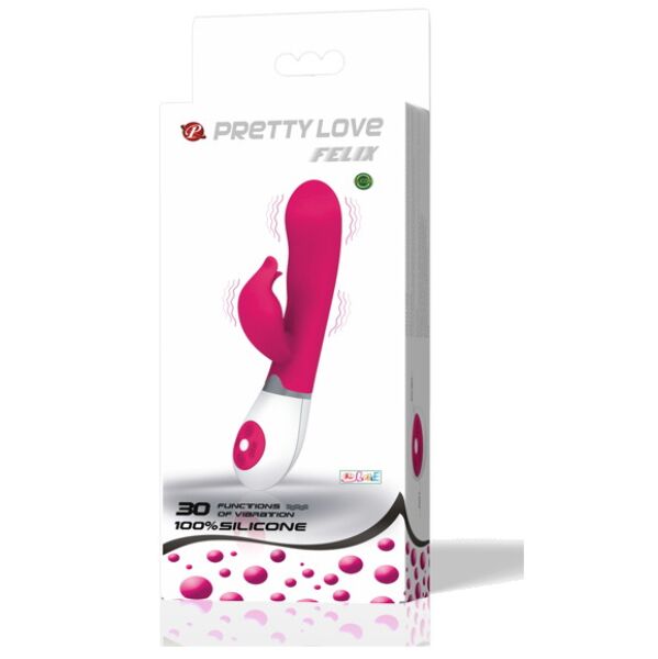 Rabbit-Vibrator Pretty Love BI-014223 in Lila und Weiss mit gebogenem Körper und Öhrchen für die Klitoris