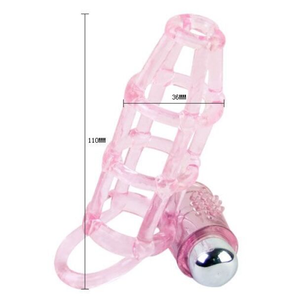 Vibrierende Penishülle Baile BI-014076 mit Ringen und Vibrator für die Klitoris