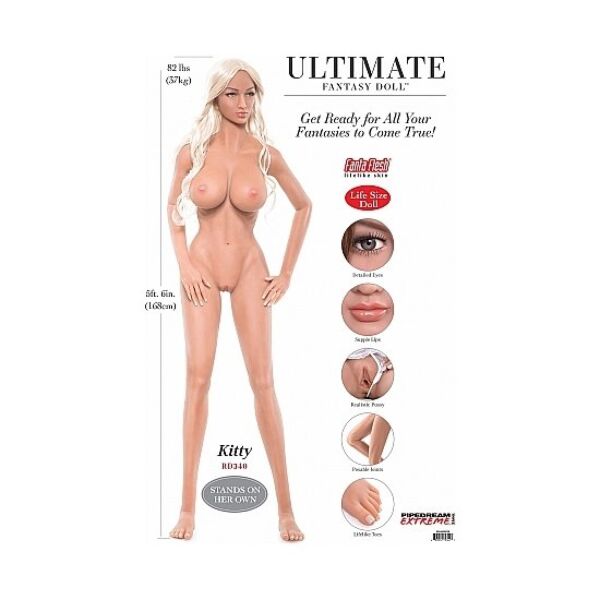 Sexpuppe Pipedream Extreme Toyz Kitty mit 168 cm und beweglichem Skelett
