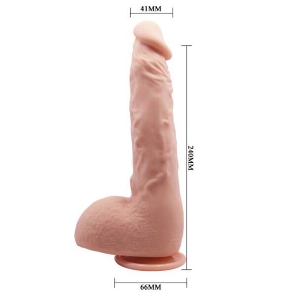 Realistischer Dildo Baile Jason 24 cm mit gebogenem Schaft, Hoden und Saugfuss an der Basis