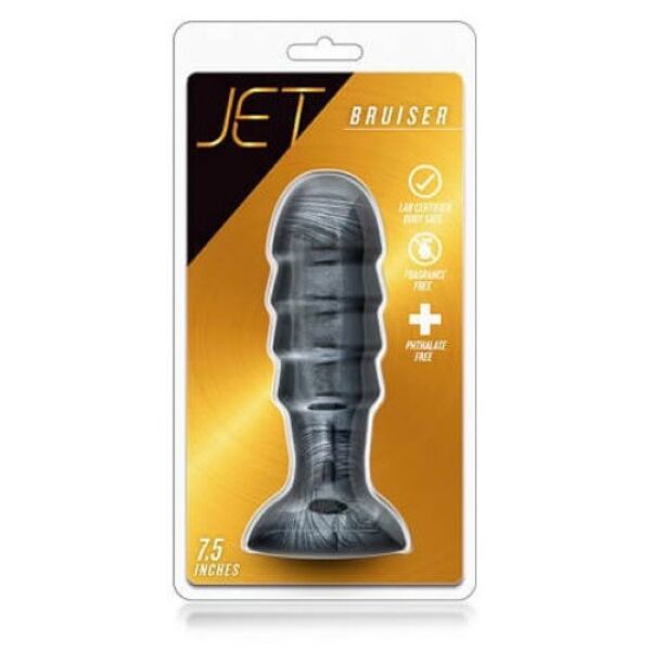 Analplug Blush Novelties Jet Bruiser, gerippt, mit Saugnapf an der Basis