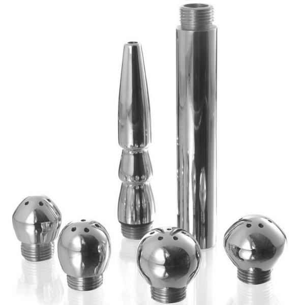 Analdusche-Set Metal Hard mit Griff und 4 Aufsätzen