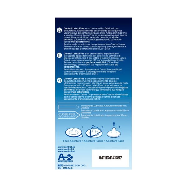 Kondome aus Polyurethan Control Free latexfrei, Packung mit 5 Stück