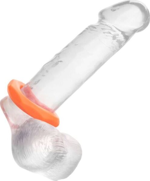 Penisring CalExotics Alpha Sexagon Ring aus orangefarbenem Silikon in Sechseckform