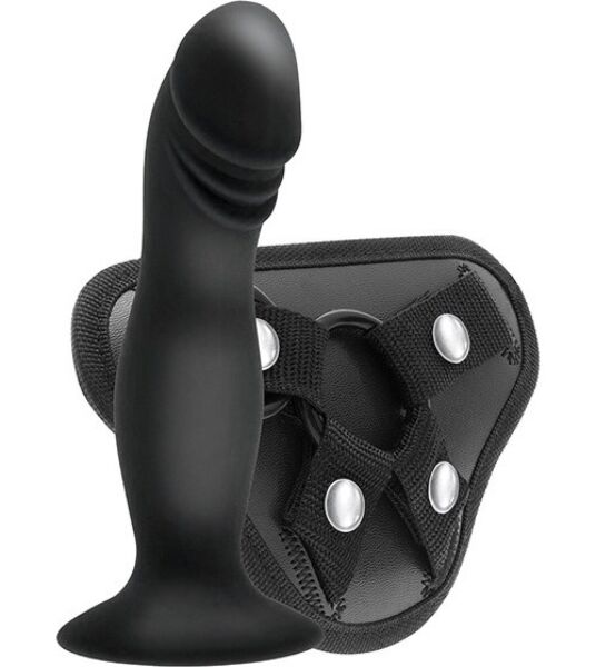 Strap-on mit Dildo S Pleasures Strappy Harness Set, mit Riemen und Dildo mit Saugfuss