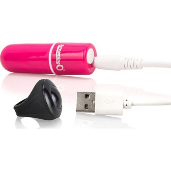 Mini-Vibrator Screaming O Charged Vooom Remote in Rosa mit Ring-Fernbedienung