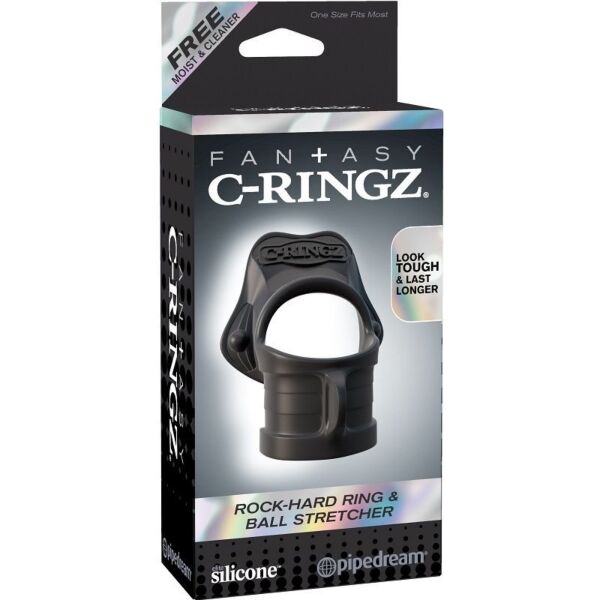 Penisring mit Hodenstrecker Fantasy C-Ring Rock Hard von Pipedream, aus Silikon