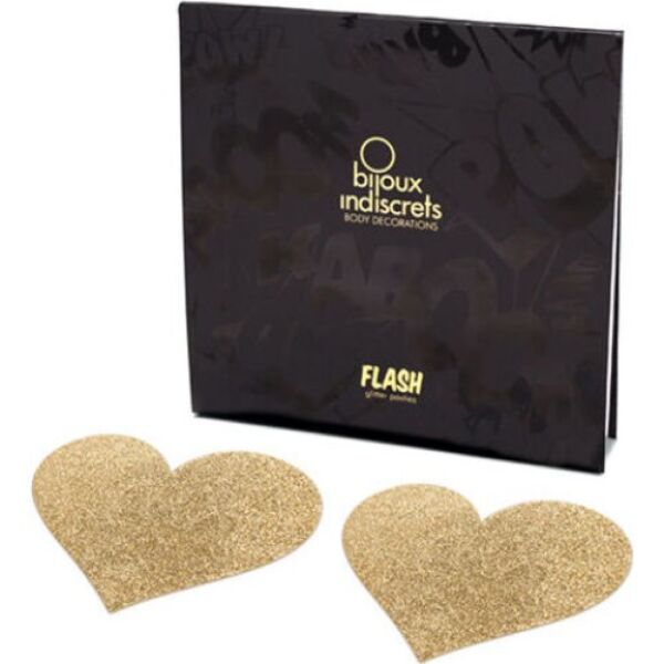 Nippelpasties Bijoux Indiscrets Flash Heart in Herzform mit Glitzer