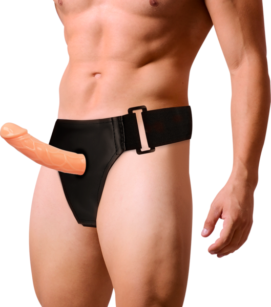 Hohler Strap-on Harness Attraction Blake für Männer, mit realistischem Penis in Naturfarbe und Gurten