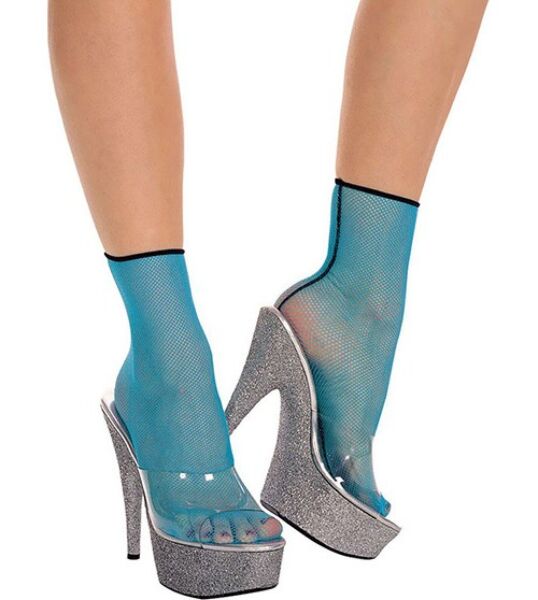Kurze Netzsocken Music Legs in Türkis