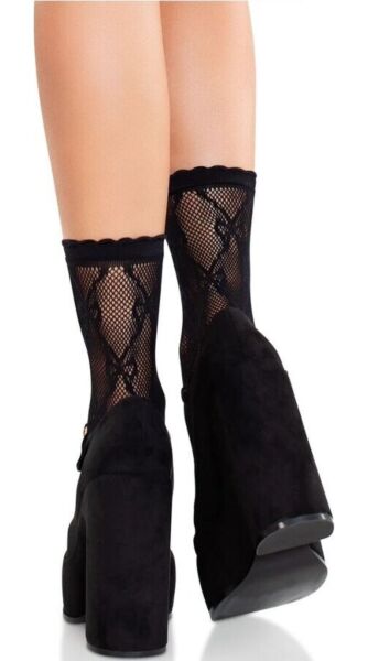 Knöchelhohe Netzsöckchen Leg Avenue Bow Babe in Schwarz, mit Schleife