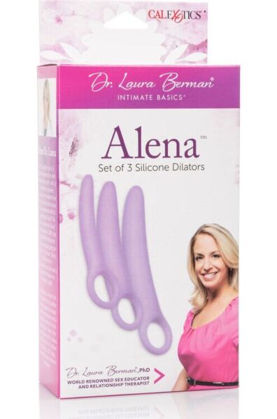 Set aus drei Calexotics Alena Dilatatoren aus lilafarbenem Silikon, von klein bis gross angeordnet