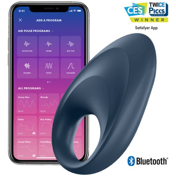 Vibro-Penisring Satisfyer Mighty One Connect App in Blau