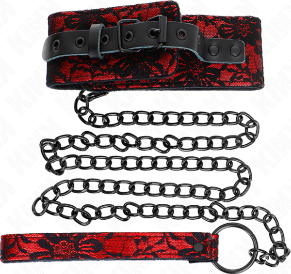 Halsband mit Leine Kink 105 cm aus Leder und Silikon