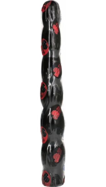 Dildo All Black AB16 Stem, lang und geriffelt