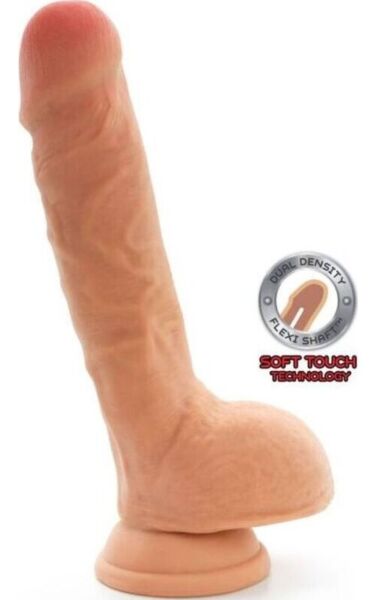 Realistischer Dildo Toyjoy Get Real Dual Density in Hautfarbe, mit Hoden und Saugfuss