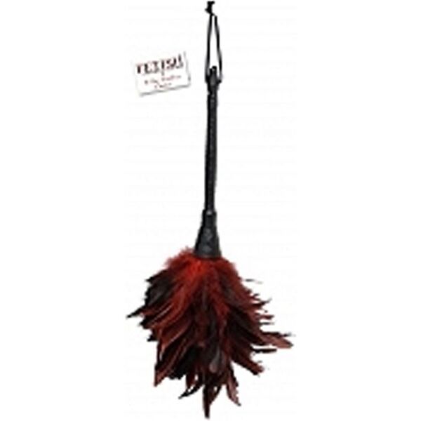 Erotik-Federwedel Fetish Fantasy Series Frisky Feather mit schwarzen und roten Federn und Griff