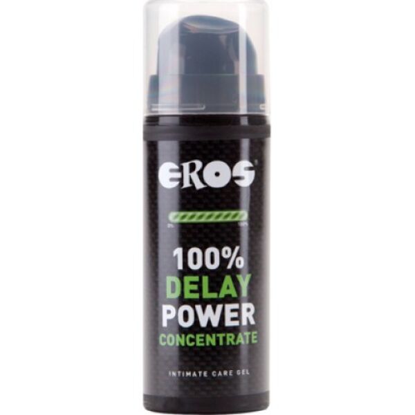 Flasche mit Pumpspender des Verzögerungsgels Eros Delay 100% Power Concentrate, 30 ml