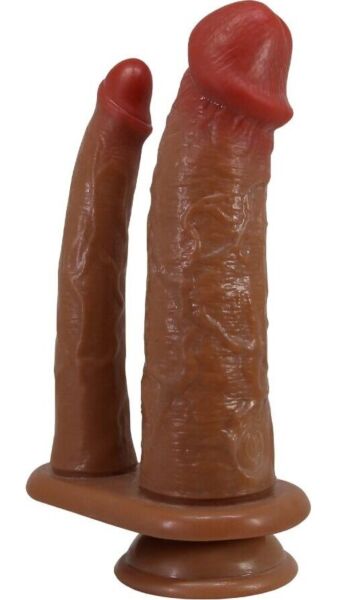 Hautfarbener Doppeldildo Pretty Love BW-008144Z mit einem langen, dünnen und einem dickeren Arm