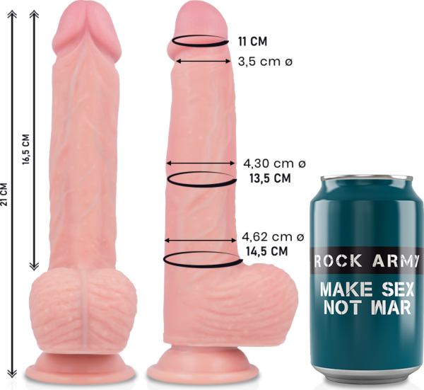 Realistischer Dildo Rock Army Spitfire 21 cm in natürlichem Hautton, mit Saugfuss