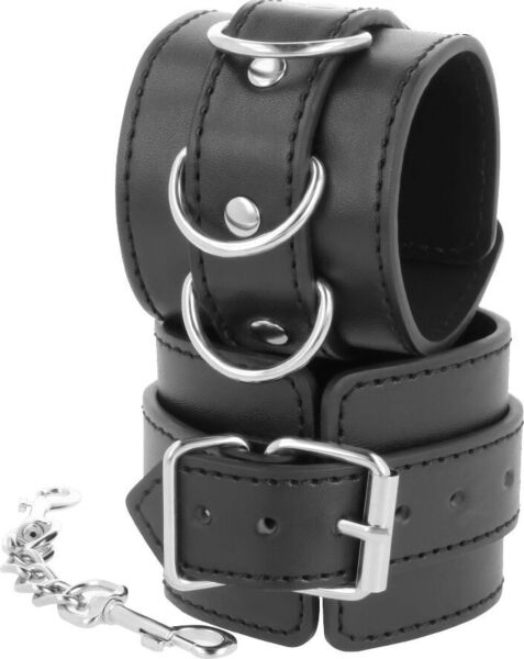 Schwarze Handschellen Darkness Bondage mit zwei verstellbaren Manschetten