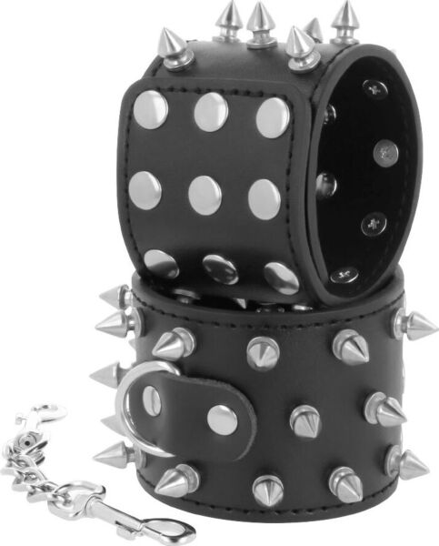 Handschellen mit Spikes Darkness Skulls and Bones in Schwarz