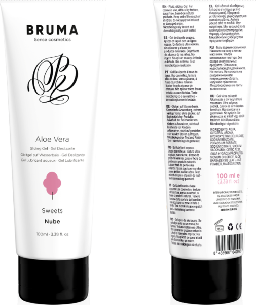 Verpackung des Gleitgels Bruma Aloe Vera auf Wasserbasis