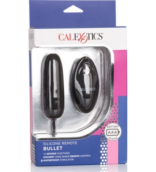 Schwarzes CalExotics Silicone Remote Bullet mit Fernbedienung und Rückholband