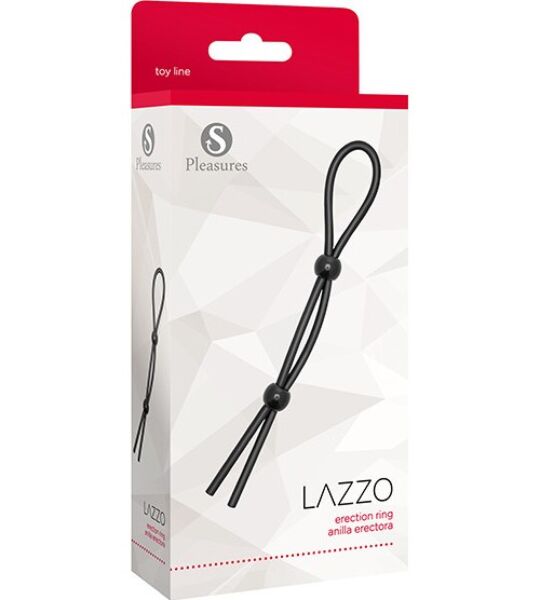Penisring S Pleasures Lazzo Ring in Schwarz mit den zwei Verschlusskugeln