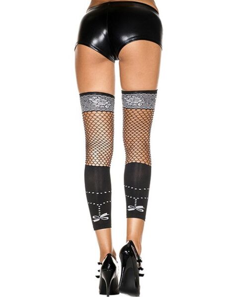 Netz-Leggings Music Legs in Schwarz, mit Muster