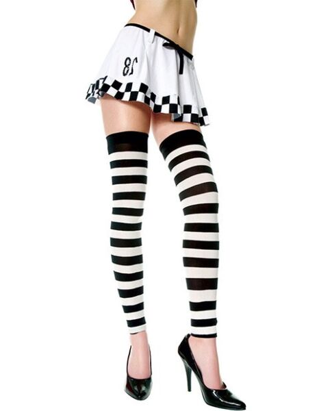 Leggings Music Legs Streifen Schwarz-Weiss mit breitem Streifenmuster