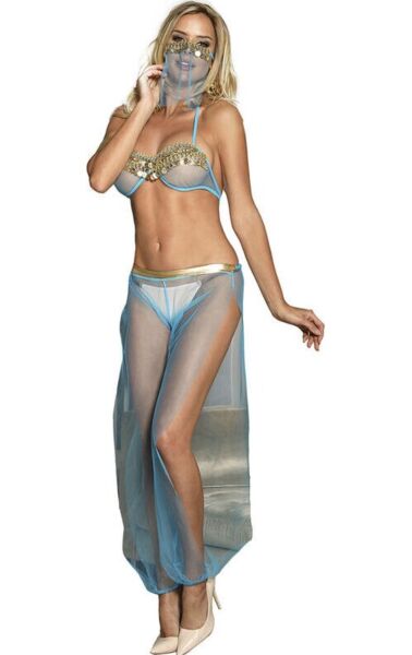 Dessous-Set Subblime India Style mit blauem Bralette und goldenen Pailletten