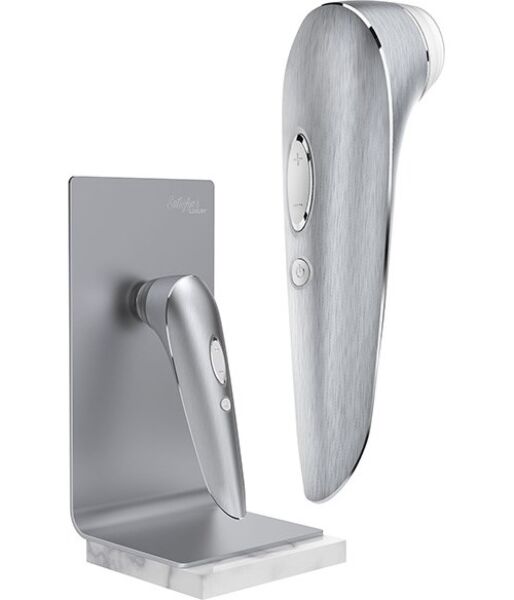 Klitoris-Sauger Satisfyer High Fashion aus silberfarbenem Aluminium mit Silikonkopf