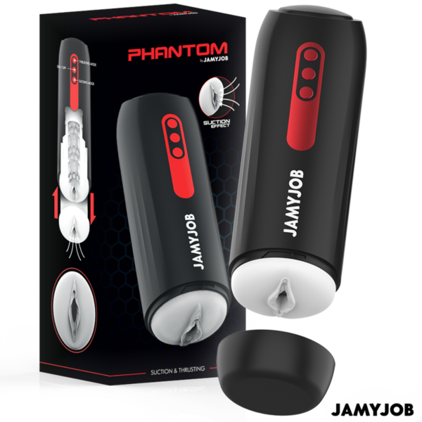 Automatischer Jamyjob Phantom Masturbator in Schwarz mit roten Details