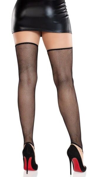 Schwarze fusslose Netzstrümpfe Leg Avenue Stevie mit Zehenschlaufe
