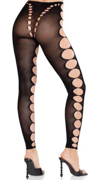 Strumpfhose ohne Fuss Leg Avenue Maris in Schwarz, mit Öffnungen an Hüften und Beinen