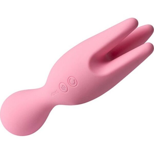 SVAKOM Nymph Pink Vibrator in Rosa, mit rundem Kopf und drei drehenden Fingern