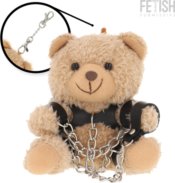 Teddybär Fetish Submissive Yogi mit seinen Handschellen mit Kette