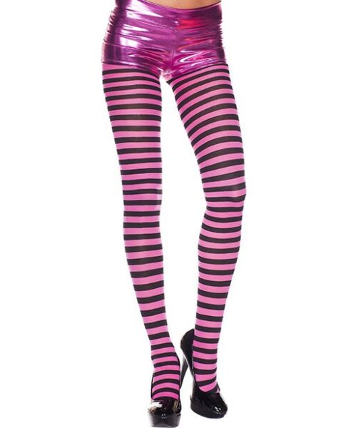 Music Legs Strumpfhose fuchsia mit schwarzen Streifen, blickdicht