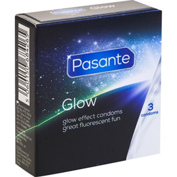 Pasante Glow Kondome, 3 Stück, mit grünem Leuchteffekt