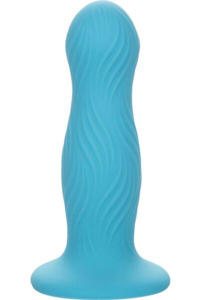 Blauer Analplug CalExotics Wave Rider Swell mit Wellentextur und Saugnapf-Basis