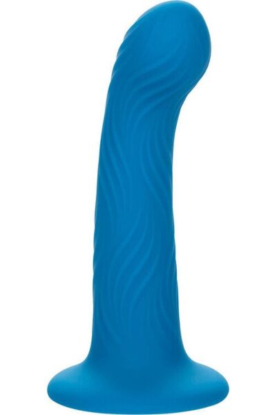Blauer Analplug CalExotics Wave Rider Ripple mit Wellenstruktur und Saugnapf-Basis