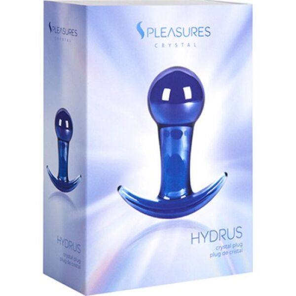 Analplug S Pleasures Crystal Hydrus in transparentem Blau, mit Basis zum Greifen