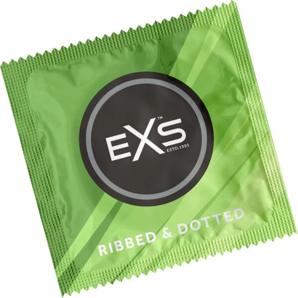 Packung EXS Ribbed & Dotted 56 mm Kondome mit Rillen und Noppen
