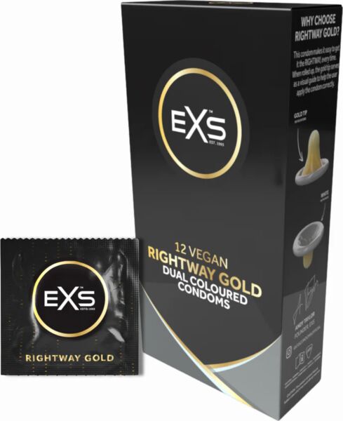 Packung EXS Rightway Gold Kondome mit goldener Spitze