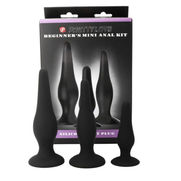 Die drei Analplugs des Pretty Love Initiation Kit in Klein, Mittel und Gross