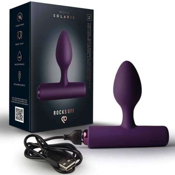 Analplug mit Vibration Rocks-Off Nova Solaris mit langer Basis