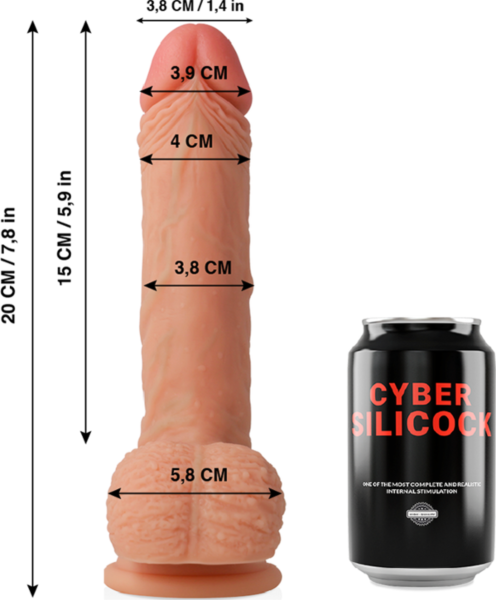 Realistischer Dildo Cyber Silicock Freeman, 20 cm, mit Hoden und Saugnapf