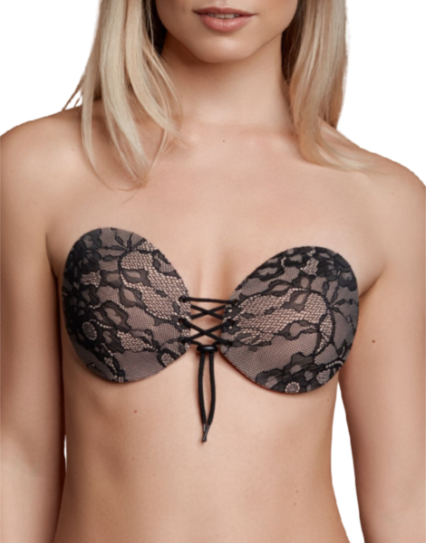 Klebe-BH Bye Bra Round Lace-it mit den zwei Cups und dem Frontverschluss mit Schnüren